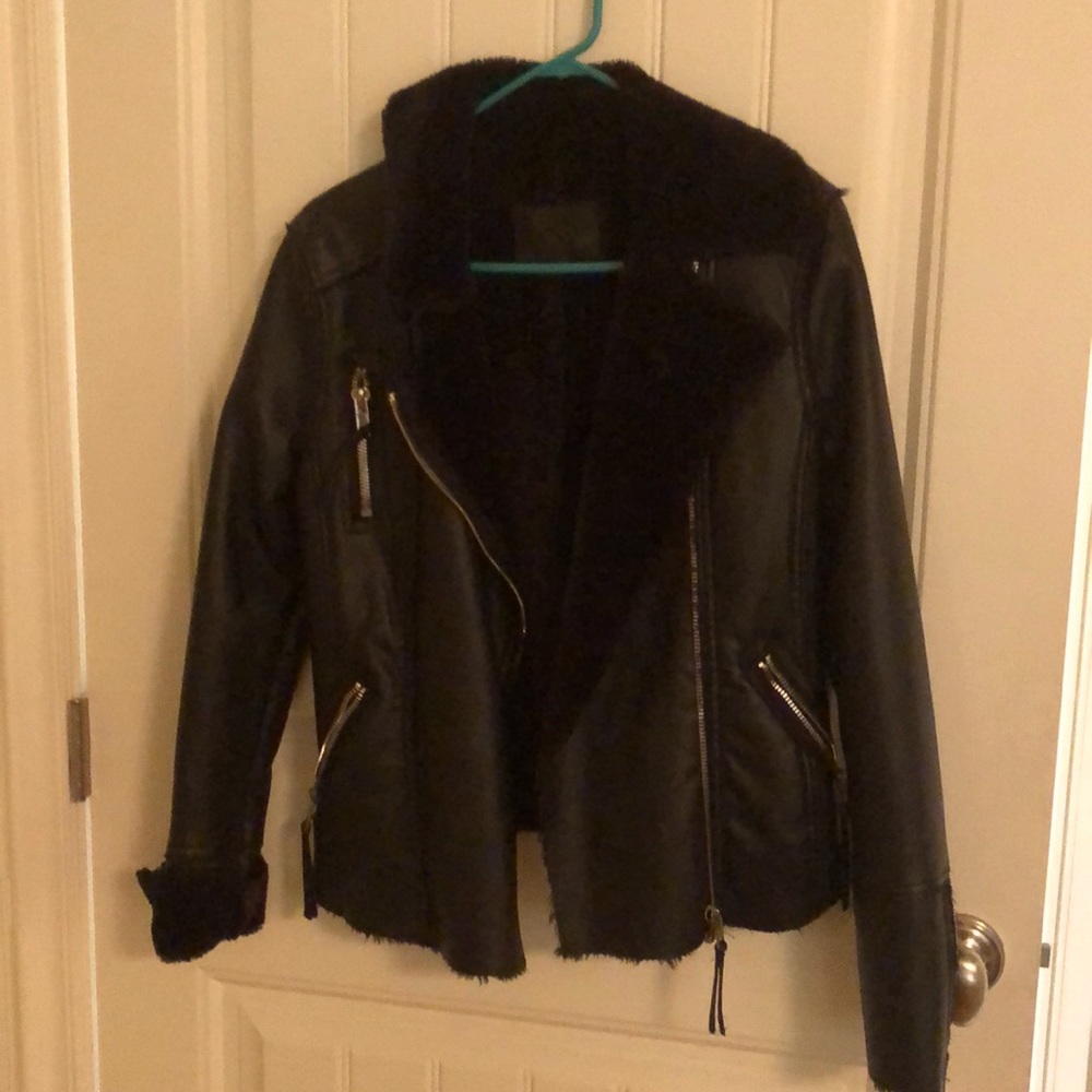 New Blank NYC faux leather jacket with faux fur collar. Never worn